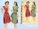 Simplicity 1058: 1940s Mother Daughter Jumper Dress 32 B Vintage Sewing Pattern