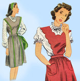 Simplicity 1058: 1940s Mother Daughter Jumper Dress 32 B Vintage Sewing Pattern