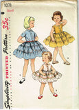1950s Vintage Toddler Girls Dress Uncut 1955 Simplicity Sewing Pattern 1071 Sz 6