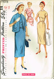 1950s Vintage Simplicity Sewing Pattern 1078 Uncut Misses Dress Sz 30 Bust
