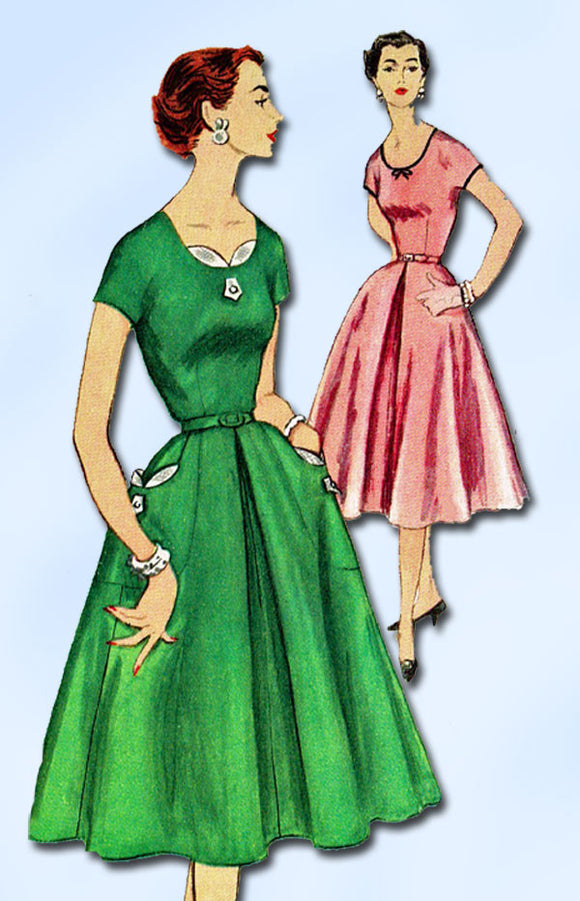 1950s Vintage Simplicity Sewing Pattern 1080 Uncut Misses Cocktail Dress 30 B