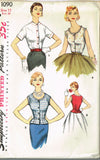 1950s Vintage Misses Blouse Uncut Simplicity Sewing Pattern 1090 Sz 12