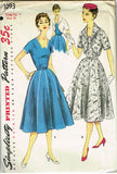 1950s Vintage Misses Cocktail Dress Uncut 1955 Simplicity Sewing Pattern Size 16