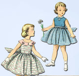 1950s Vintage Simplicity Sewing Pattern 1108 Easy Toddler Girls Dress Size 5