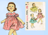 1950s Vintage Simplicity Sewing Pattern 1112 Cute Baby Girls Dress Size 1