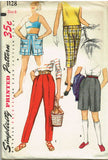 1950s Vintage Simplicity Pattern 1128 Uncut Little Girls Slacks & Shorts Sz 8