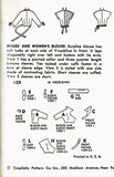 1950s Original Vintage Simplicity Pattern 1129 Misses Wrap Around Blouse Sz 32 Bust