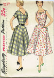 1950s Vintage Simplicity Sewing Pattern 1139 Uncut Misses' Day Dress Size 18.5