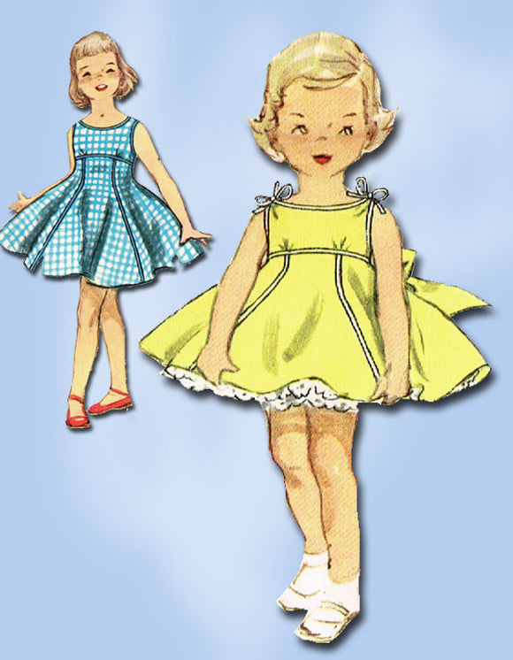 1950s Vintage Simplicity Sewing Pattern 1148 Uncut Girls Party Dress Size 6 24B