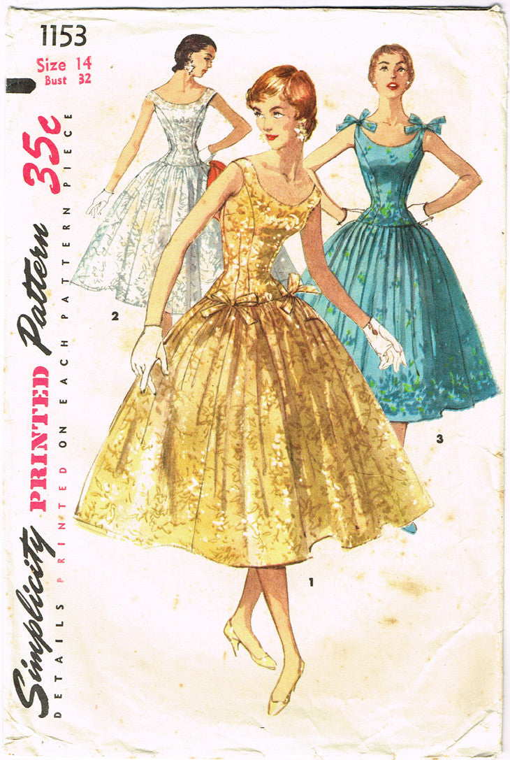 1950s Vintage Simplicity Sewing Pattern 1153 Misses Cocktail or Prom D – Vintage4me2 1950s Vintage Simplicity Sewing Pattern 1153 Misses Cocktail or Prom D – Vintage4me2