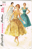 1950s Vintage Simplicity Sewing Pattern 1153 Misses Cocktail or Prom Dress Sz 14