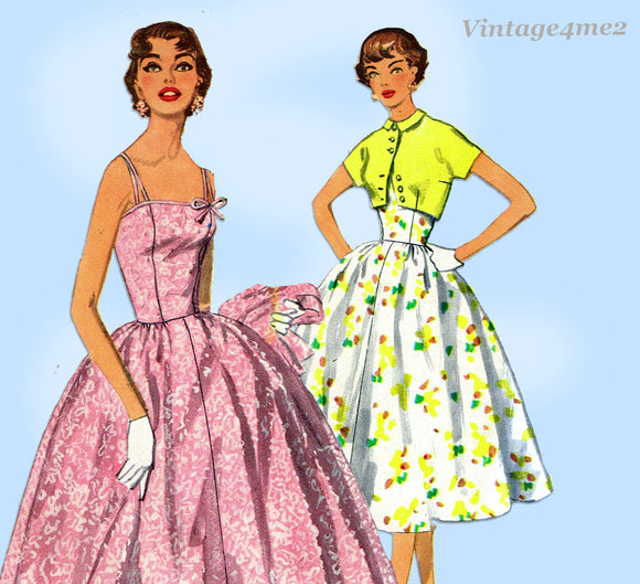 Simplicity 1157: 1950s Uncut Misses Sun Dress Set Sz 30 B Vintage Sewing Pattern