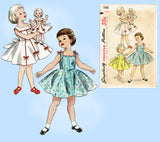 1950s Vintage Simplicity Sewing Pattern 1186 Cute Toddler Girl & Doll Dress Sz 2