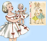 1950s Vintage Simplicity Sewing Pattern 1186 Cute Toddler Girl & Doll Dress Sz 2