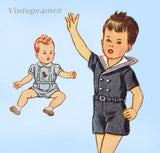 1940s Vintage Simplicity Sewing Pattern 1200 Cute WWII Baby Boys Romper Size 3