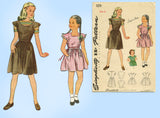 1940s Vintage Simplicity Sewing Pattern 1211 Easy Uncut Toddler Girls Dress Size 6