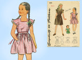 1940s Vintage Simplicity Sewing Pattern 1211 Easy Uncut Toddler Girls Dress Size 6