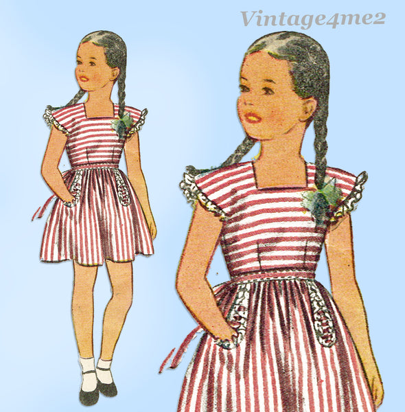 1940s Vintage Simplicity Sewing Pattern 1211 Easy Uncut Toddler Girls Dress Size 6