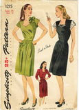 1940s Vintage Simplicity Sewing Pattern 1215 Easy Misses Sweetheart Dress Sz 32B