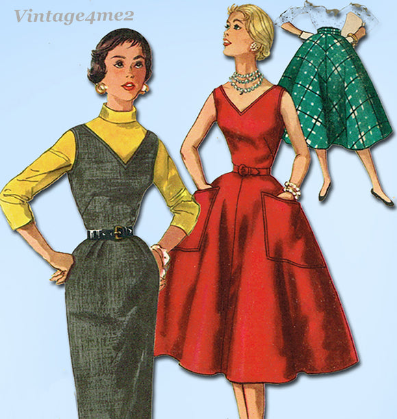 1950s Original Vintage Simplicity Sewing Pattern 1235 Misses Dress or Jumper Sz 33 B