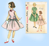 Simplicity 1254: 1950s Classic Toddler Girls Dress Size 6 Vintage Sewing Pattern