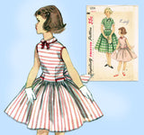 Simplicity 1254: 1950s Classic Toddler Girls Dress Size 6 Vintage Sewing Pattern