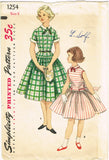 Simplicity 1254: 1950s Classic Toddler Girls Dress Size 6 Vintage Sewing Pattern