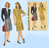 1940s Vintage Simplicity Sewing Pattern 1258 Lovely Misses WWII Suit Sz 32 Bust