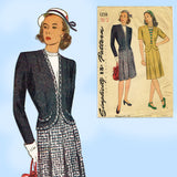 1940s Vintage Simplicity Sewing Pattern 1258 Lovely Misses WWII Suit Sz 32 Bust