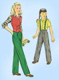 1940s Vintage Simplicity Sewing Pattern 1268 WWII Teen Girls Pants Suit Sz 14