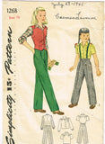 1940s Vintage Simplicity Sewing Pattern 1268 WWII Little Girls Pants Suit Sz 10