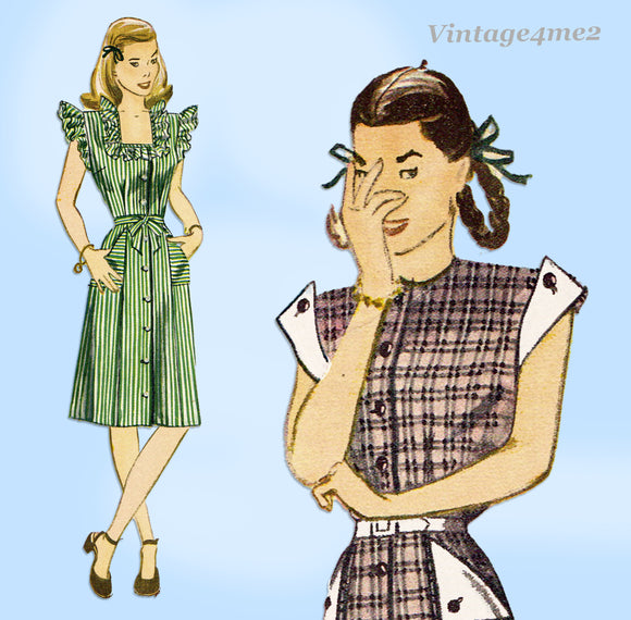 1940s Vintage Simplicity Sewing Pattern 1283 Uncut Misses Casual Dress Size 30 B