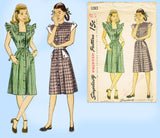 1940s Vintage Simplicity Sewing Pattern 1283 Uncut Misses Casual Dress Size 30 B