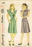 1940s Vintage Simplicity Sewing Pattern 1283 Uncut Misses Casual Dress Size 30 B
