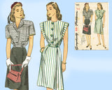 Simplicity 1305: 1940s Rare Misses Wrap Dress Size 32 B Vintage Sewing Pattern