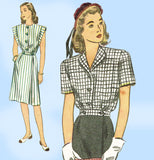 Simplicity 1305: 1940s Rare Misses Wrap Dress Size 32 B Vintage Sewing Pattern