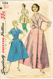 1950s Vintage Simplicity Sewing Pattern 1354 Uncut Misses Robe Housecoat Sz 32 B