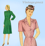 Simplicity 1374: 1940s WWII Misses Shirtwaist Dress Sz 34 B Vintage Sewing Pattern