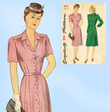 Simplicity 1374: 1940s WWII Misses Shirtwaist Dress Sz 34 B Vintage Sewing Pattern