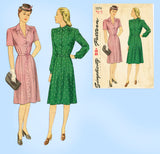 Simplicity 1374: 1940s WWII Misses Shirtwaist Dress Sz 34 B Vintage Sewing Pattern