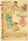 1950s Vintage Simplicity Sewing Pattern 1406 20 Inch Tiny Tears Doll Clothes