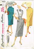 1950s Vintage Simplicity Sewing Pattern 1423 Misses High Waist Skirt Size 28 W
