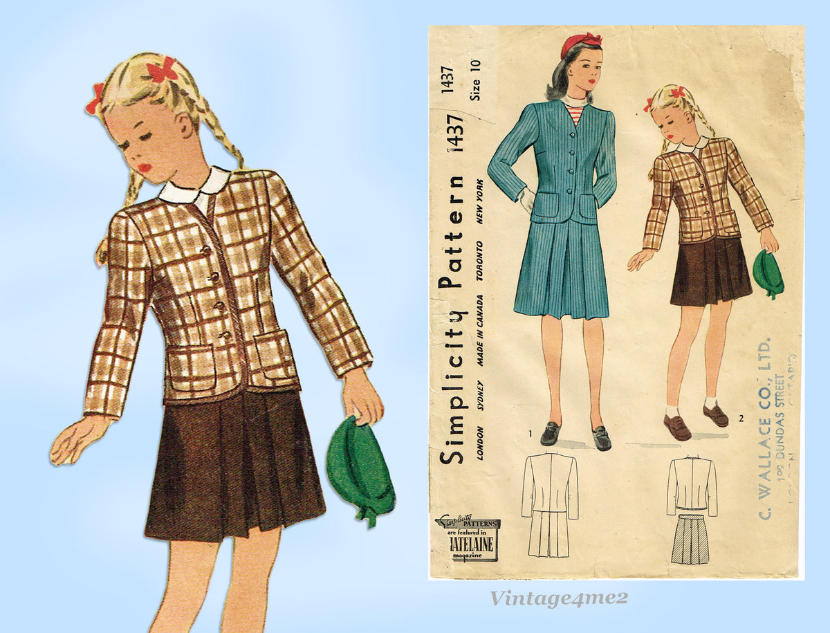 Simplicity 1399: 1940s WWII Girls Jumper Blouse Vintage Sewing Pattern ...