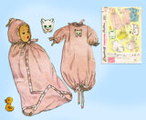 1950s Vintage Simplicity Sewing Pattern 1443 Easy Infant Layette Set w Boat App