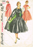 1950s Vintage Simplicity Sewing Pattern 1460 Misses Cocktail Dress & Coat 30 B