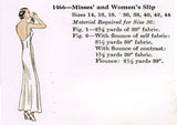 Simplicity 1466: 1930s Misses Evening Slip w Flounce 32 B Vintage Sewing Pattern