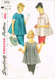 1950s Vintage Simplicity Sewing Pattern 1472 Darling Misses Maternity Blouse 32 B