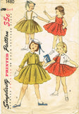 Simplicity 1480: 1950s Toddler Girls Bolero Suit Size 6 Vintage Sewing Pattern