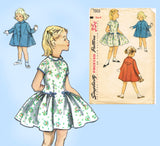 1950s Vintage Simplicity Pattern 1503 Sweet Toddler Girls Dress & Coat Sz 6