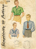 1930s Vintage Simplicity Sewing Pattern 1509 Little Boys Casual Shirt Set Size 6
